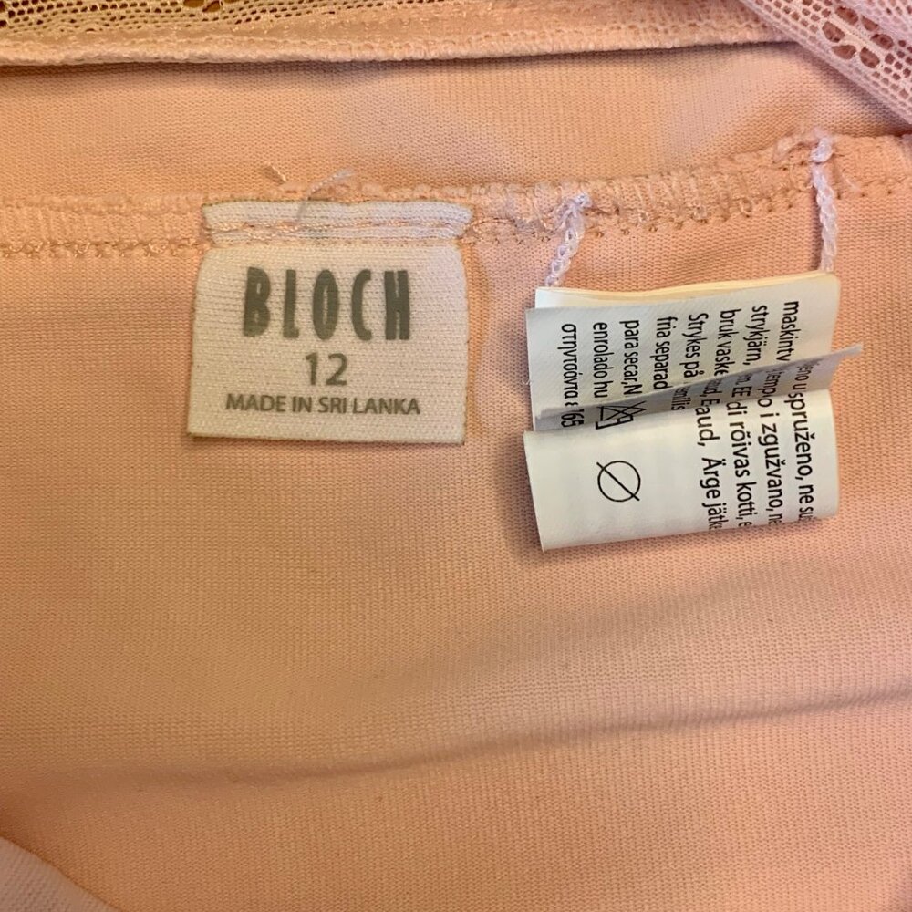 BLOCH Ballet Leotard Girls 12 Pale Pink Mesh Back Sleeveless Dance Leo Floral - Picture 6 of 6